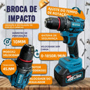 [MÊS DOS PAIS] Kit de ferramentas 4 em 1 Furadeira, Chave de fenda/Chave de impacto/Amolador/Martelo 2 baterias de 21 V Caixa